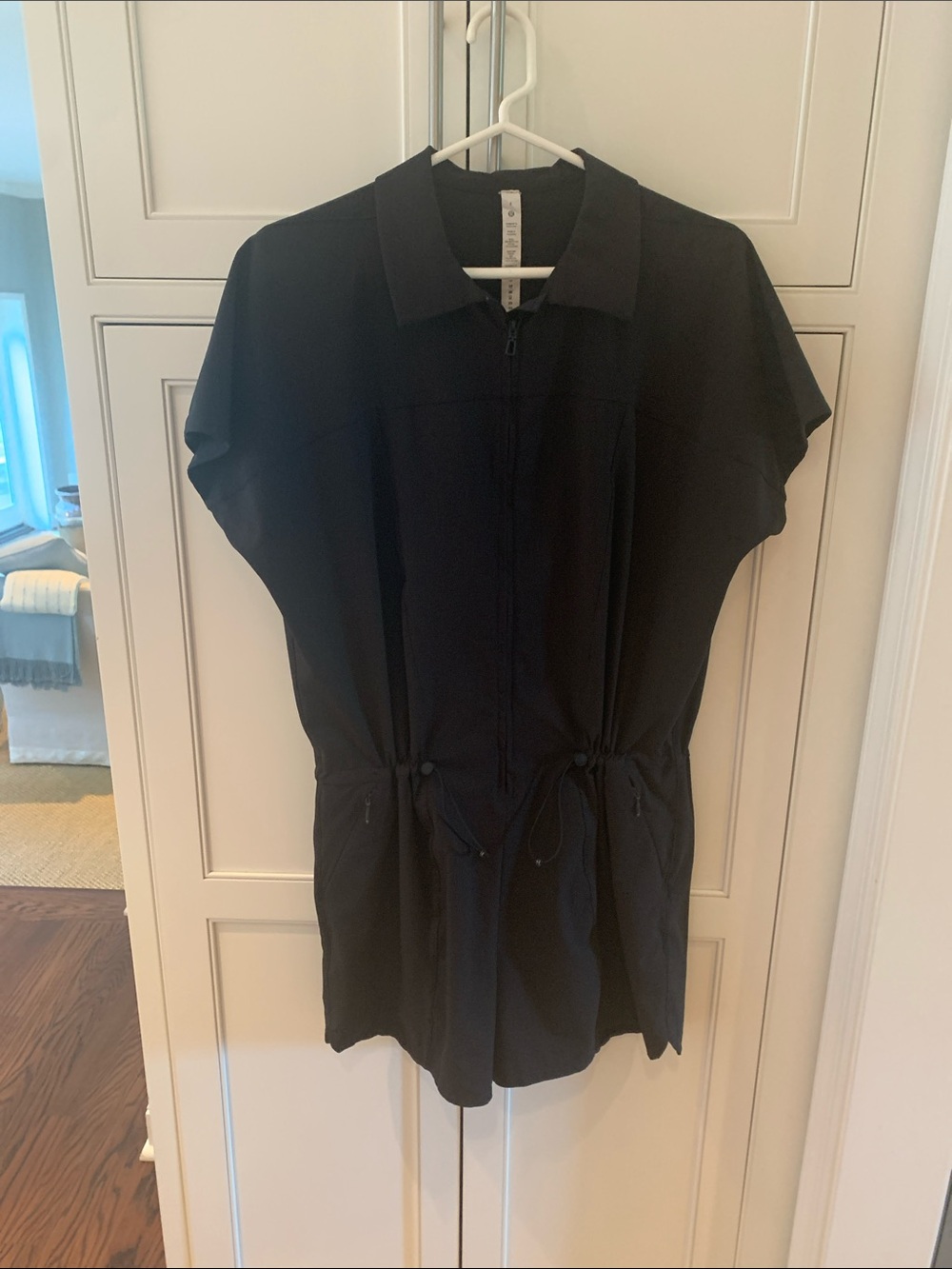 lululemon athletica Black Short-Sleeve Zip Front Romper